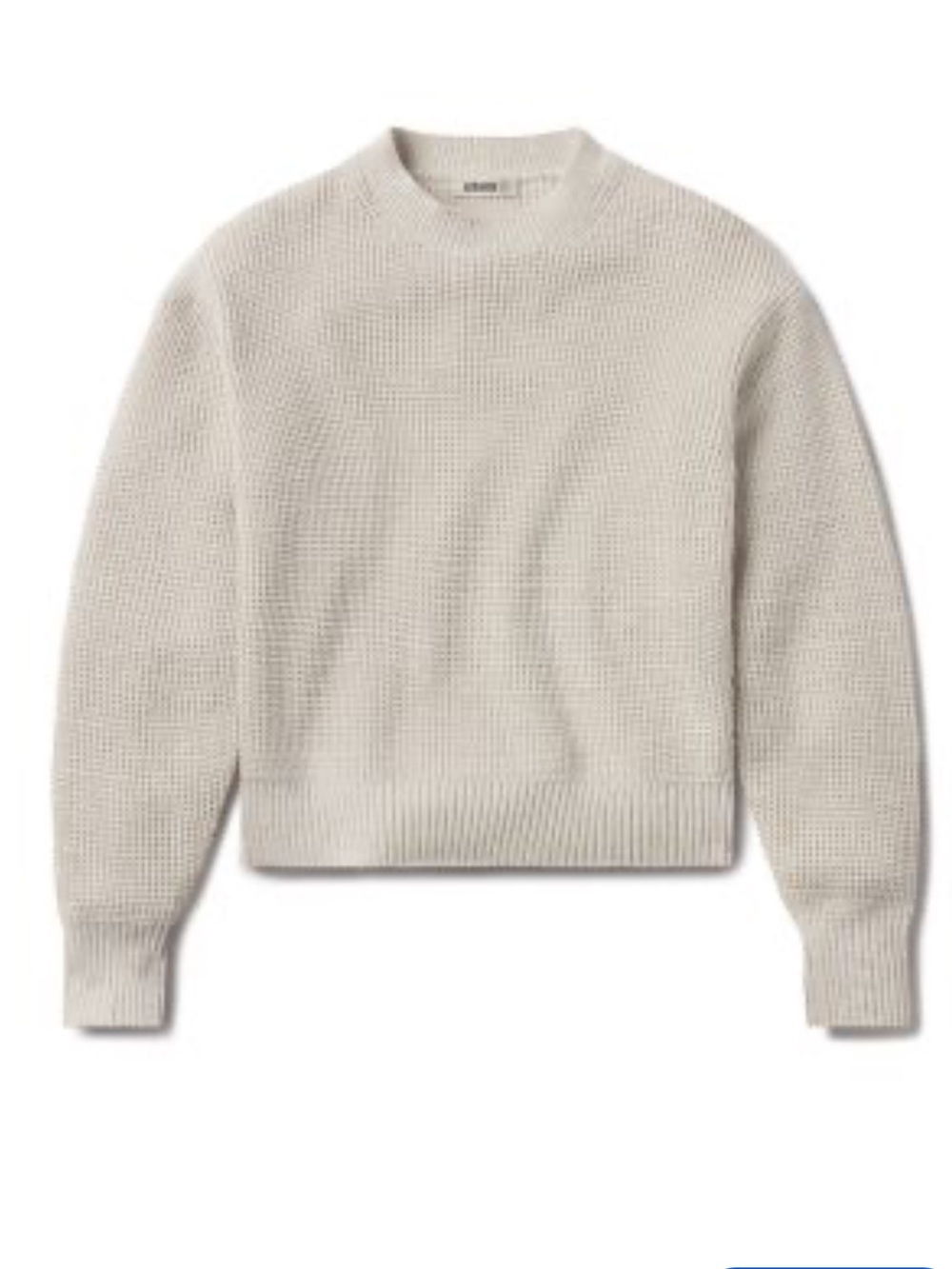 Buck Mason Cotton Cropped Waffle Knit Crewneck Sweater - Cream. Size XS - Picture 4 of 11